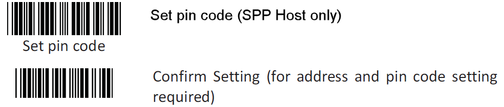 Set pin code and confirm setting barcode.